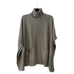 Michael Kors Gray Turtleneck Poncho Sweater